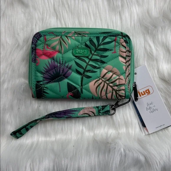 Lug Rodeo 2 Wallet Flamingo Mint new with tags nwt floral tropical Florida print - Picture 1 of 5